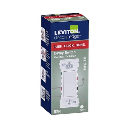 Leviton Leviton Decora Edge 15 amps 3-Way Rocker Switch White 1 pk E5603-0SW